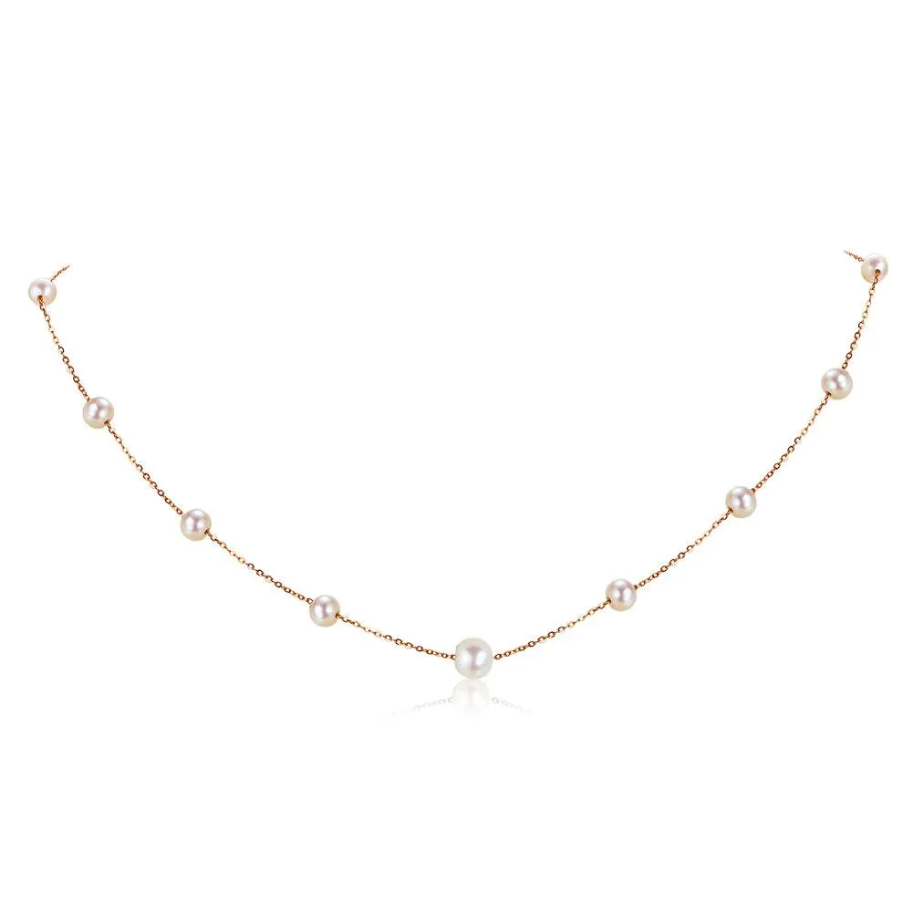 18K/ 750 Rose Gold Pearls Necklace MKN7073