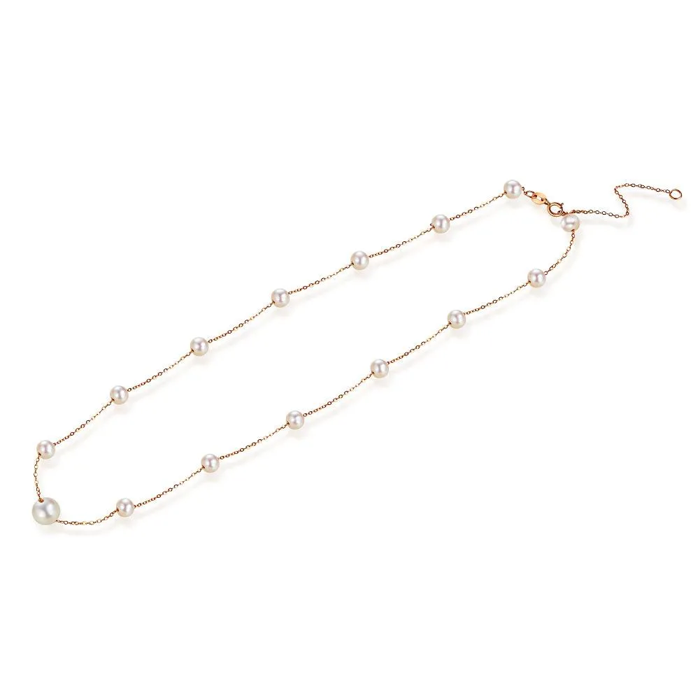 18K/ 750 Rose Gold Pearls Necklace MKN7073