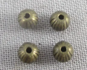 30% OFF!! Antique Bronze Tone Round Corrugated Spacer Beads 4mm 50pcs (2175)