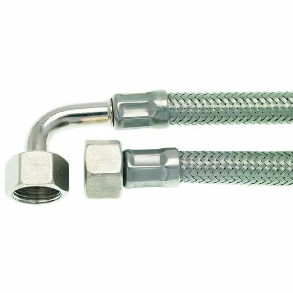 3/8" F x 3/8" F 40 cm (16") Elbow Stainless Steel Hose - FC/FP