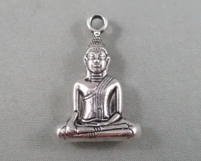 75% OFF!! Buddha Charm Silver Tone 2pcs (0170)