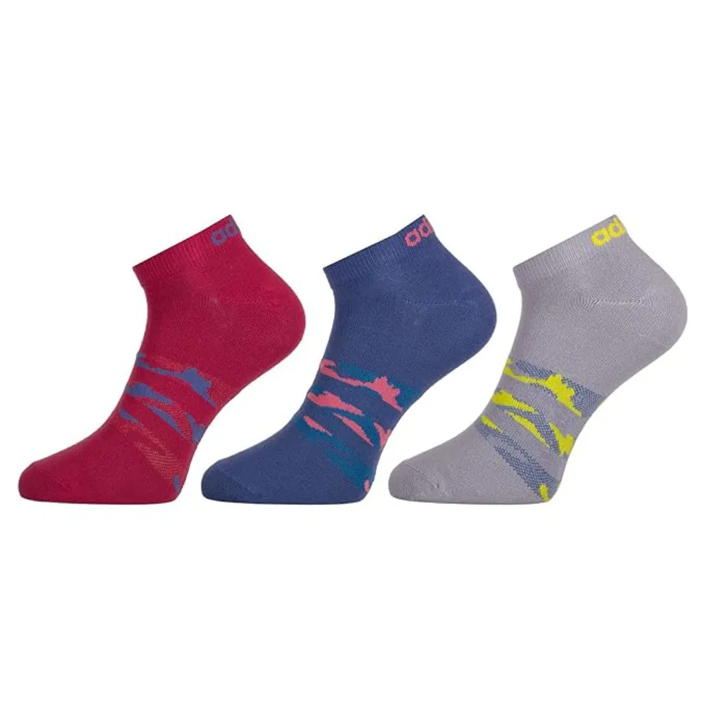 Adidas Women's Flat Knit Low Cut Socks (Wild Pink/Crew Blue/Halo Silver))