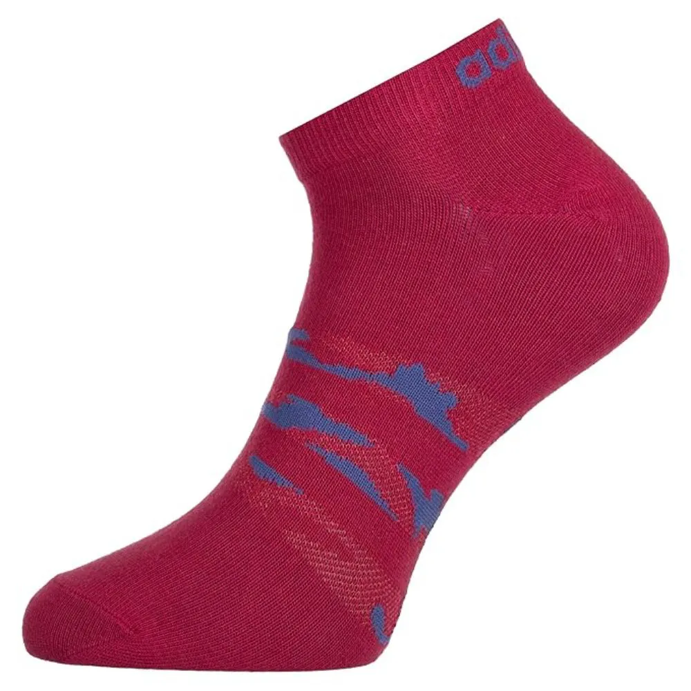 Adidas Women's Flat Knit Low Cut Socks (Wild Pink/Crew Blue/Halo Silver))