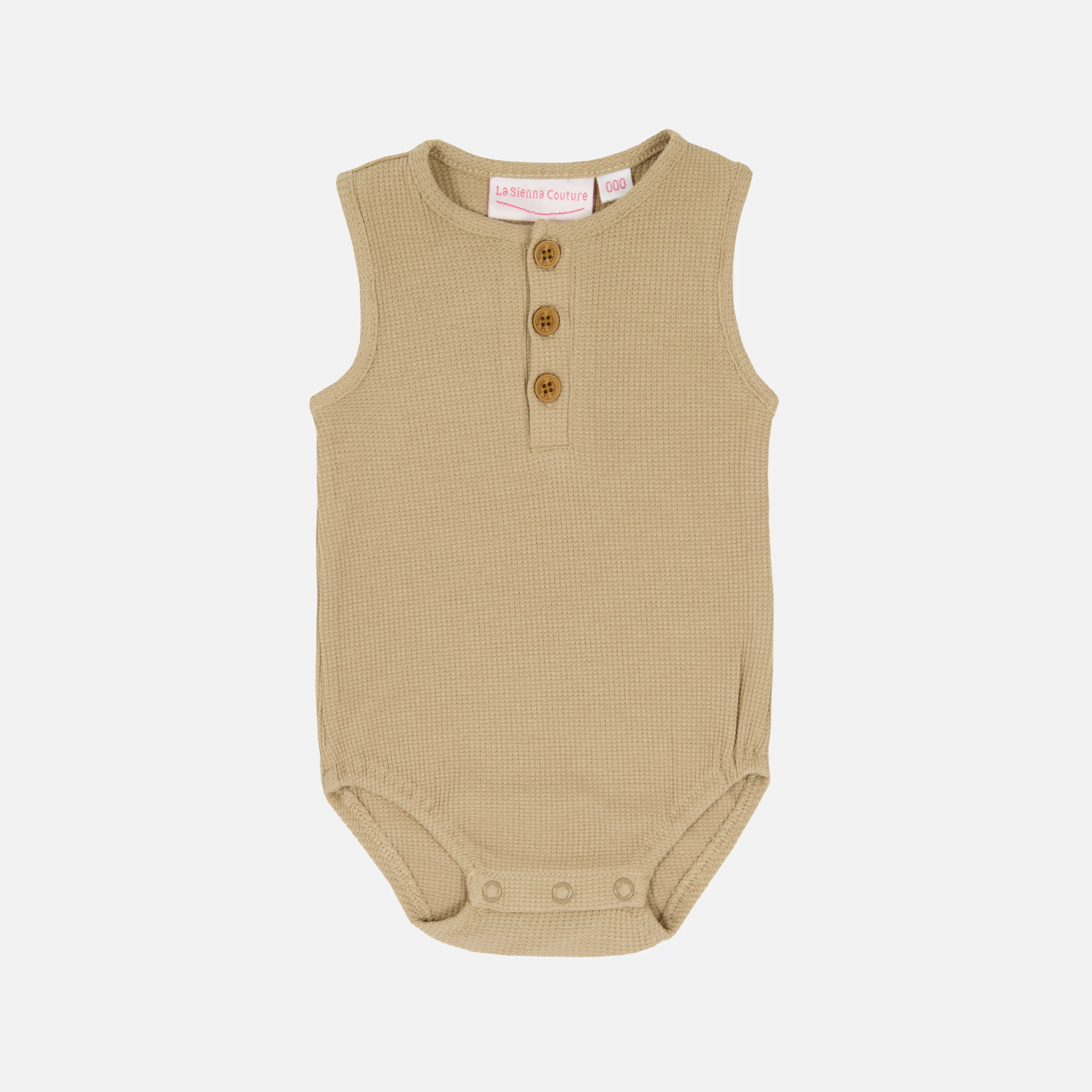 Alfie Waffle Romper - Biscuit