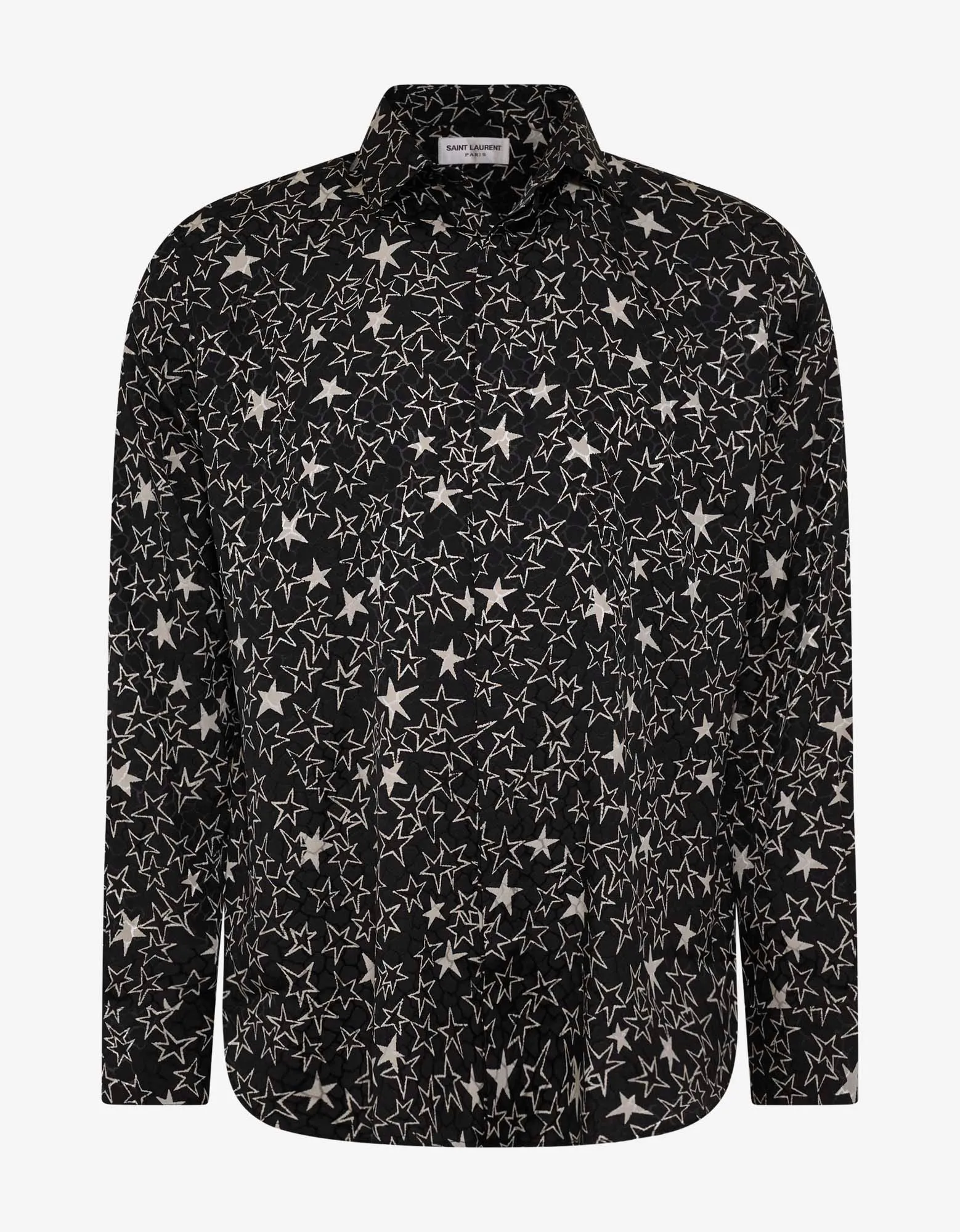 Black Graffiti Stars Print Silk Shirt