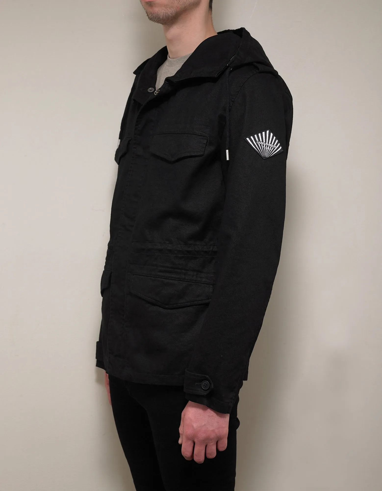 Black Logo Patch Parka