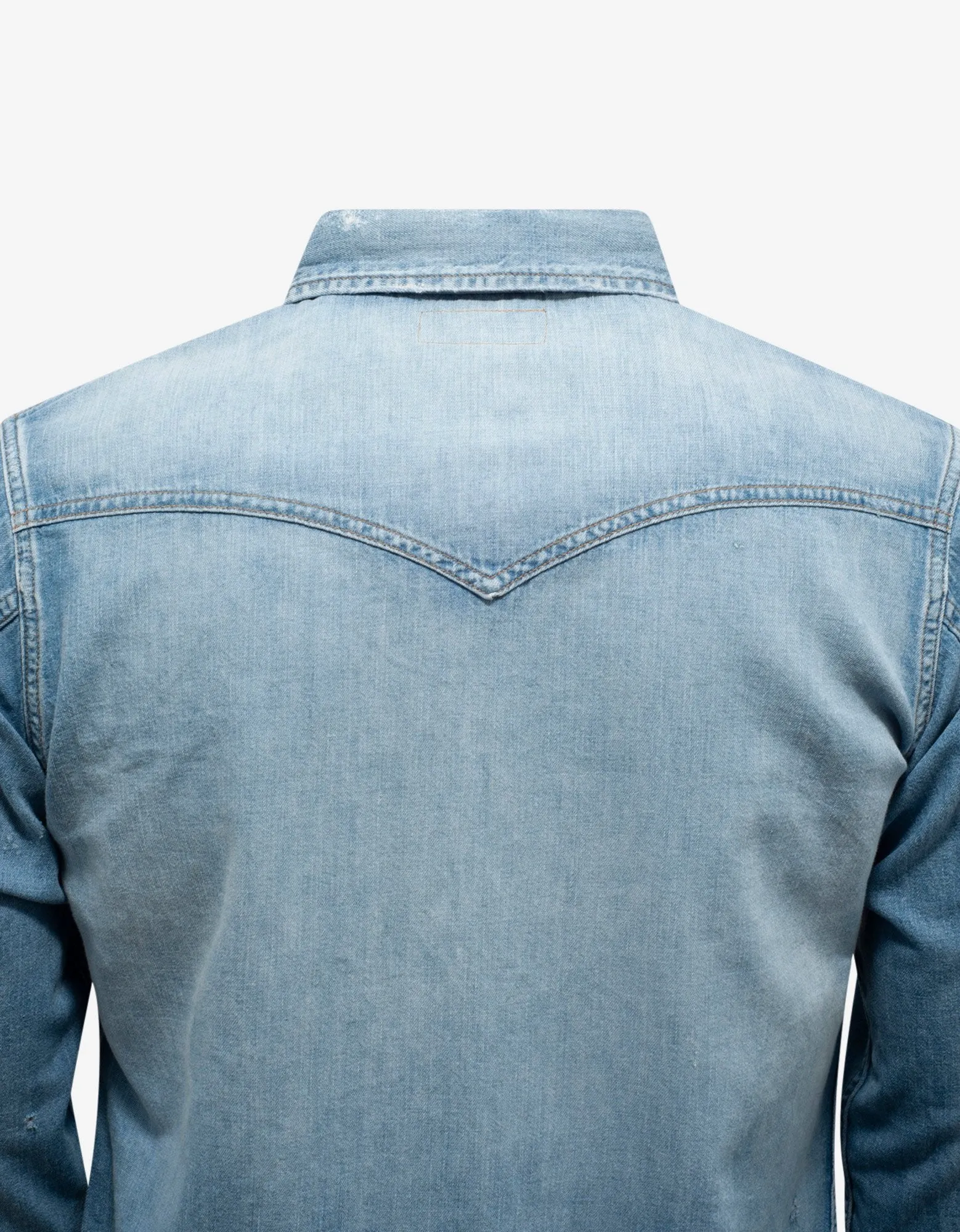 Blue Destroyed Denim Western Shirt