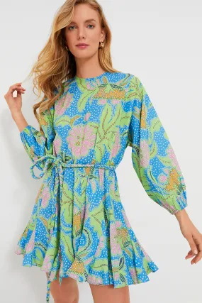 Blue Psychedelic Flower Ella Dress