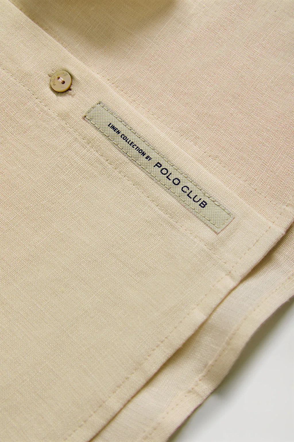 Camisa de lino beige con detalle bordado Rigby Go