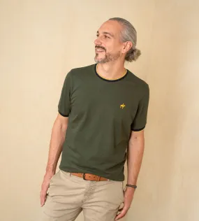 Camiseta Cuello Bordado F/E Verde Militar Ref. 152120624