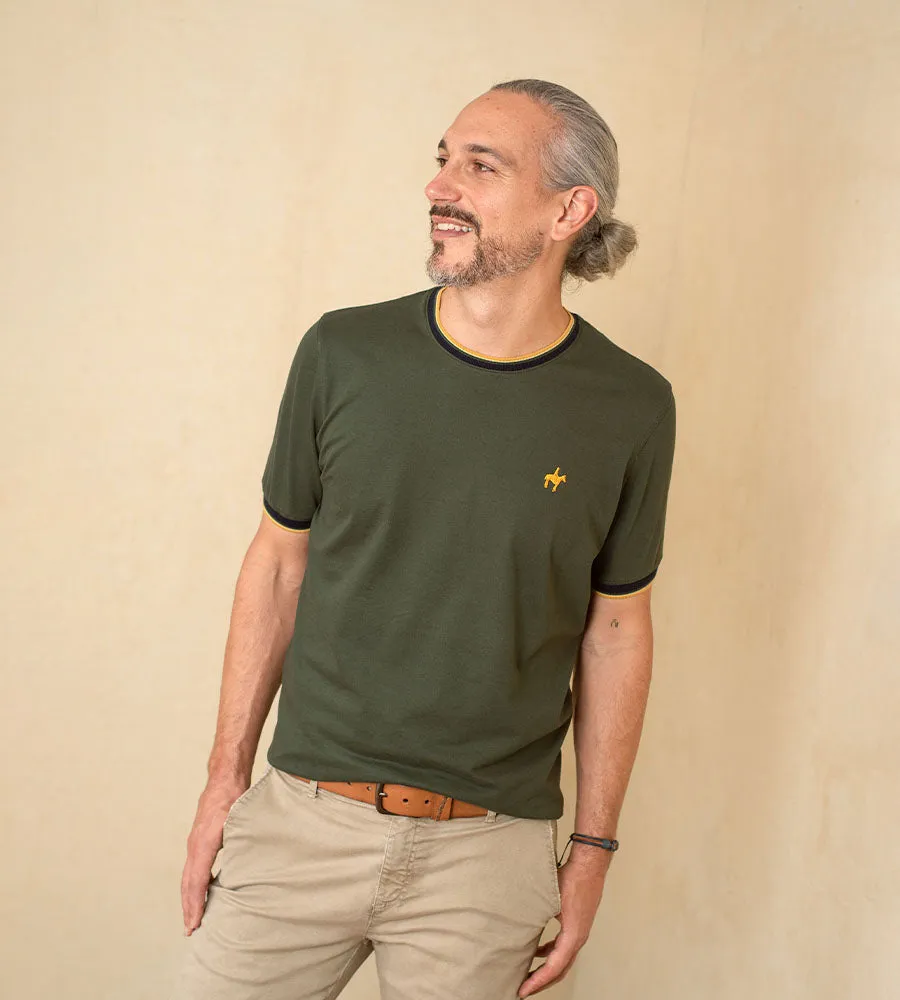 Camiseta Cuello Bordado F/E Verde Militar Ref. 152120624