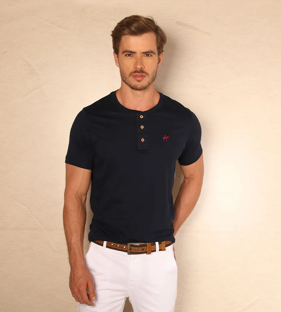 Camiseta Cuello Henley Azul Navy Ref. 147101223