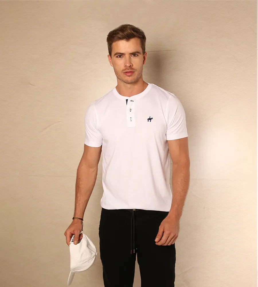 Camiseta Cuello Henley Blanca Ref. 147081223