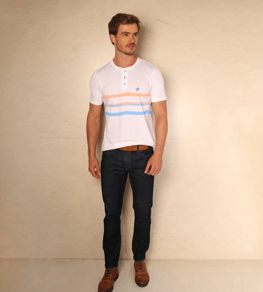 Camiseta Cuello Henley Blanco Ref. 146010324