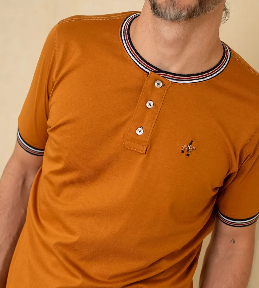 Camiseta Cuello Henley Calabaza Ref. 147020624