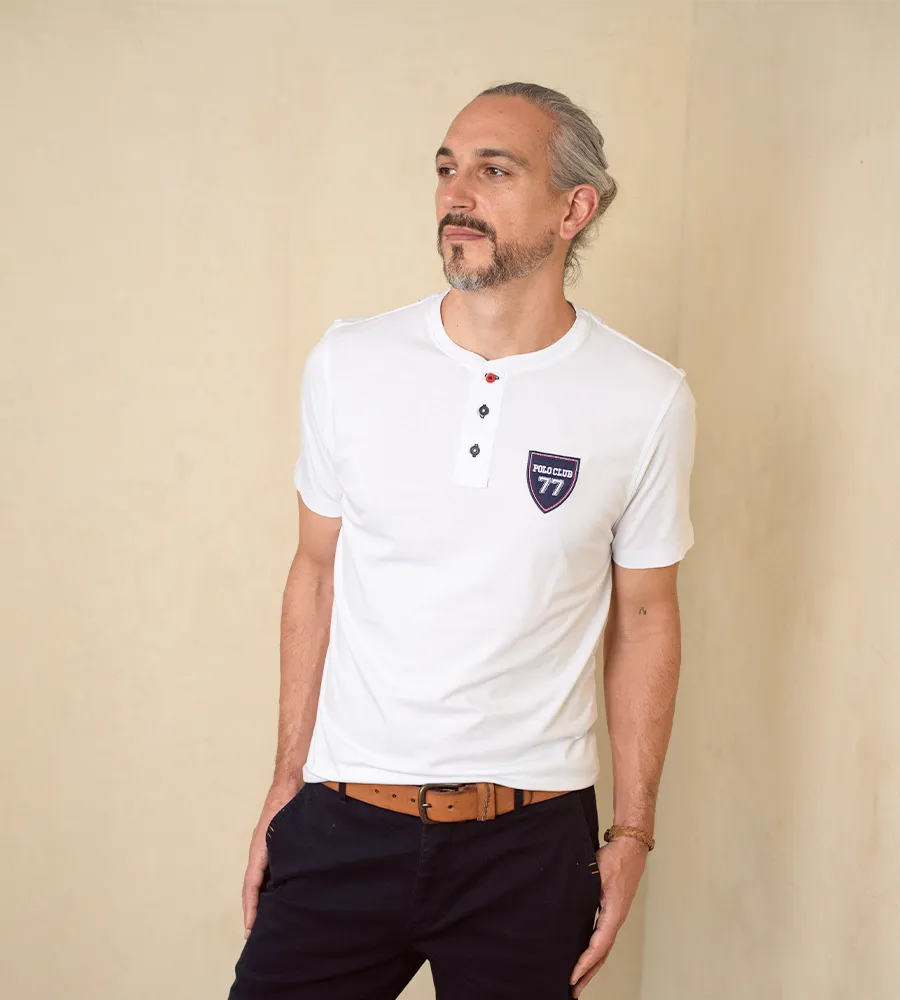 Camiseta F/E Cuello Henley Blanco Ref. 147010424