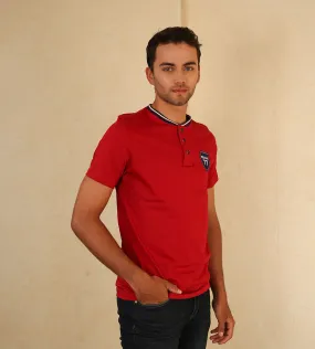 Camiseta F/E Cuello Henley Rojo Ref. 147020424