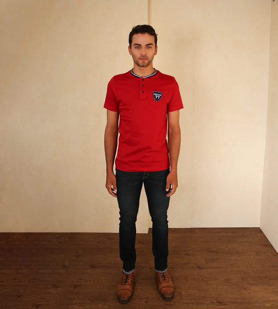 Camiseta F/E Cuello Henley Rojo Ref. 147020424