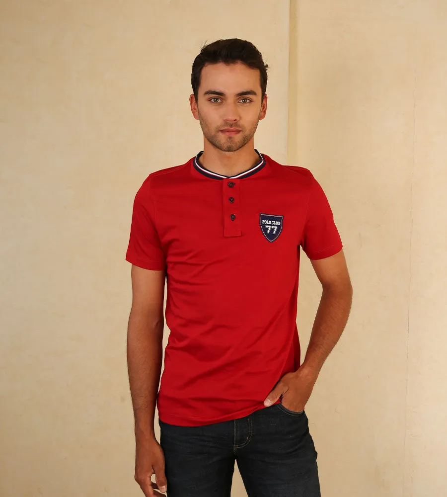 Camiseta F/E Cuello Henley Rojo Ref. 147020424