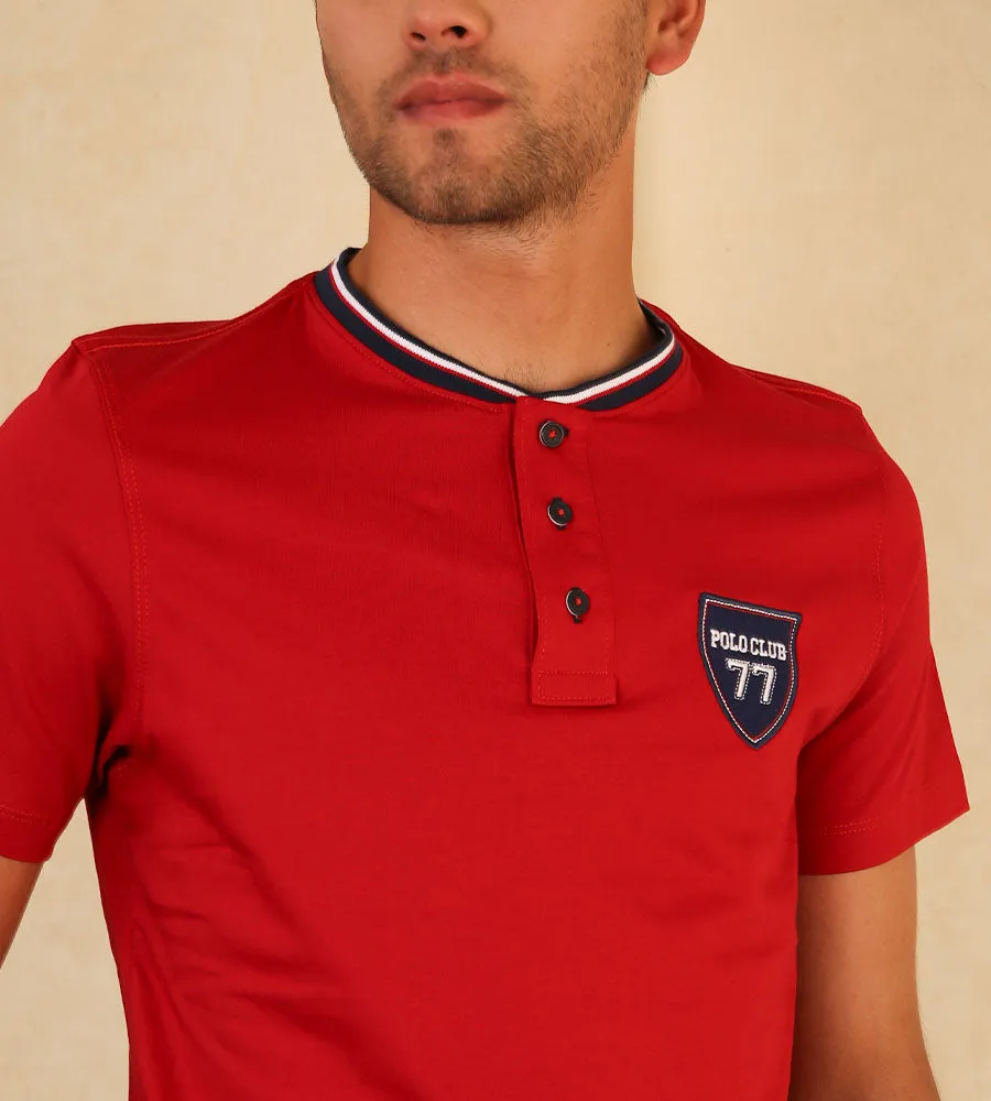 Camiseta F/E Cuello Henley Rojo Ref. 147020424