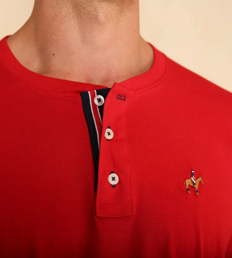 Camiseta F/E Cuello Henley Rojo Ref. 147021123