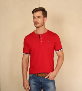 Camiseta F/E Cuello Henley Rojo Ref. 147021123