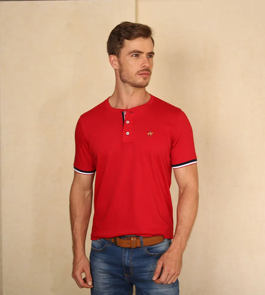 Camiseta F/E Cuello Henley Rojo Ref. 147021123