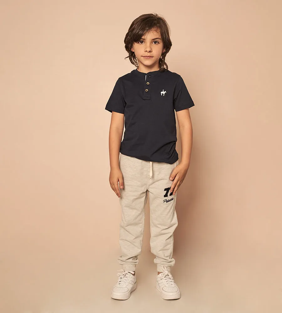 Camiseta Henley Azul Navy Para Niño Ref. 247020923