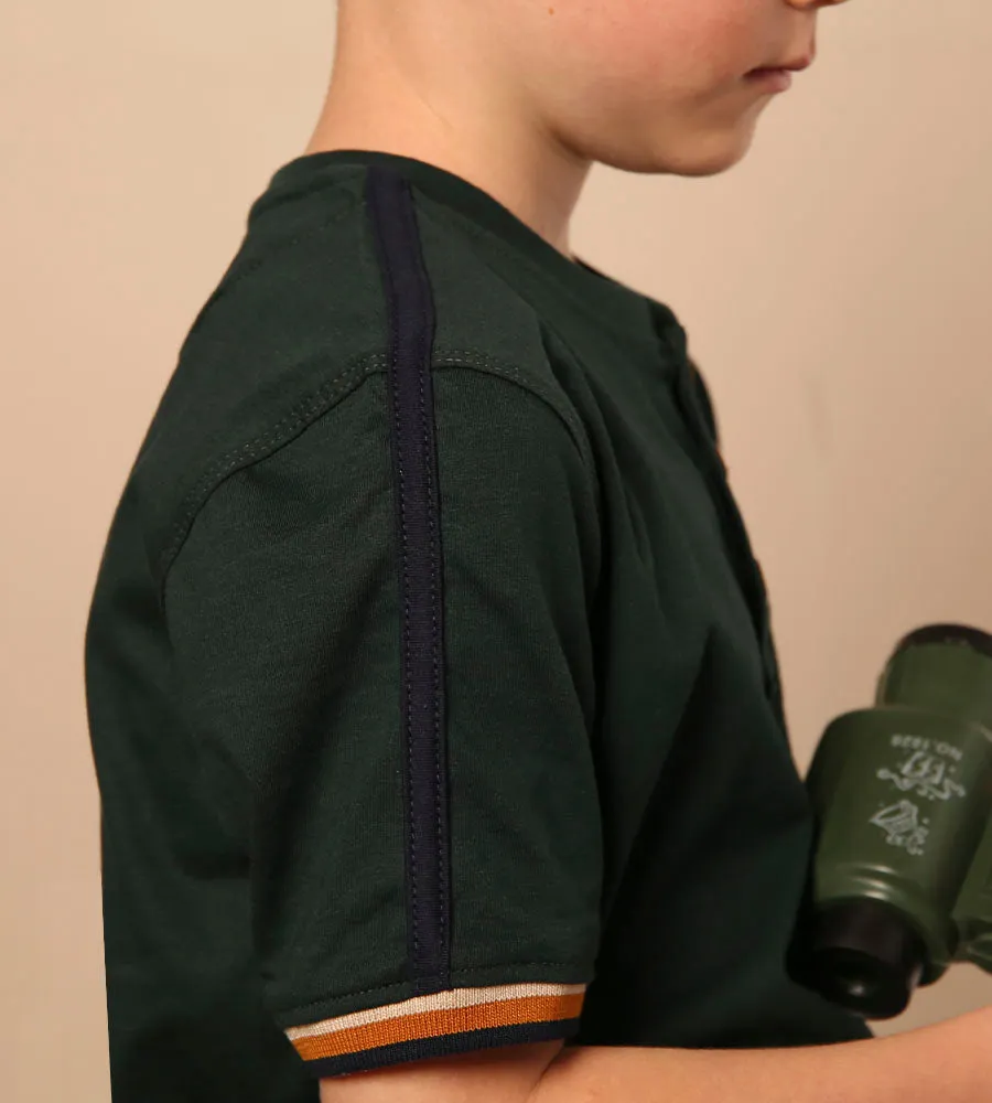 Camiseta Henley Verde Petróleo para Niño Ref. 247010224