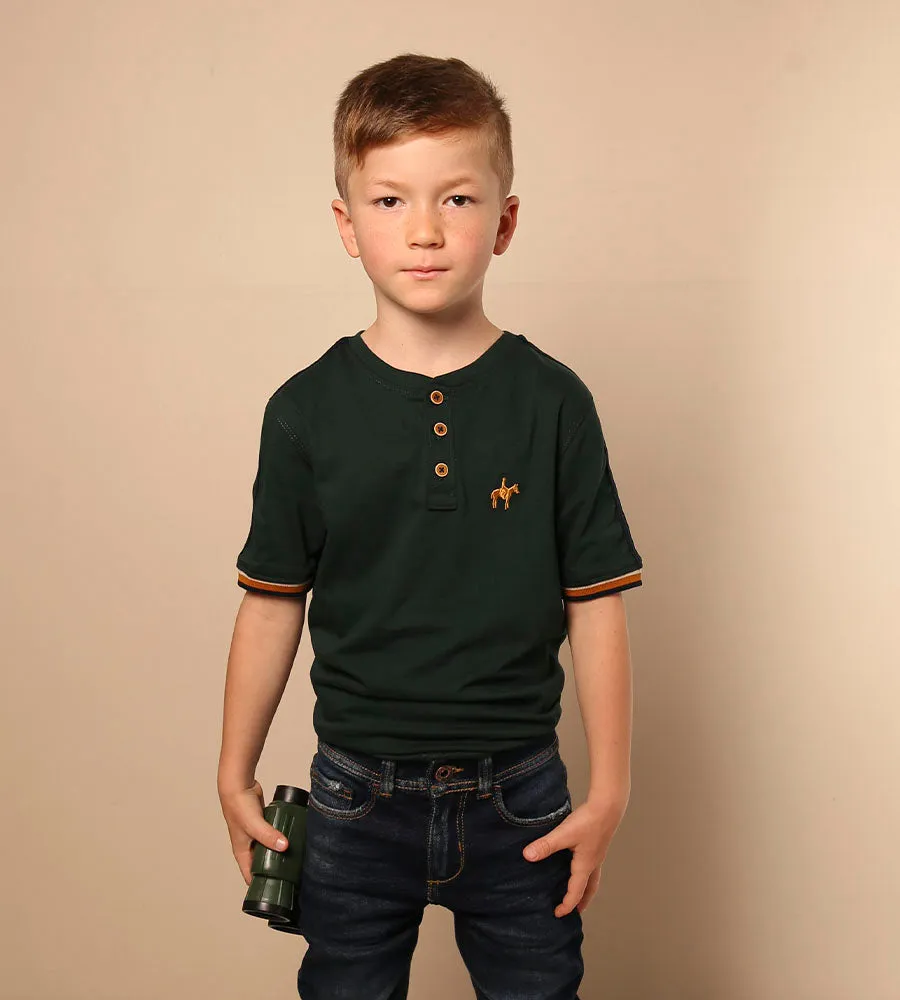 Camiseta Henley Verde Petróleo para Niño Ref. 247010224