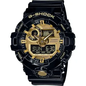 CASIO G-SHOCK BLACK RUBBER STRAP ANALOG DIGITAL GOLD DIAL MEN WATCH GA-710GB-1AJF