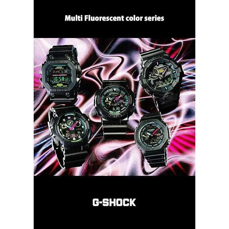 CASIO G-SHOCK MULTI FLUORESCENT COLOR SERIES DAY-DATE BLACK MEN WATCH GA-110MF-1AJF