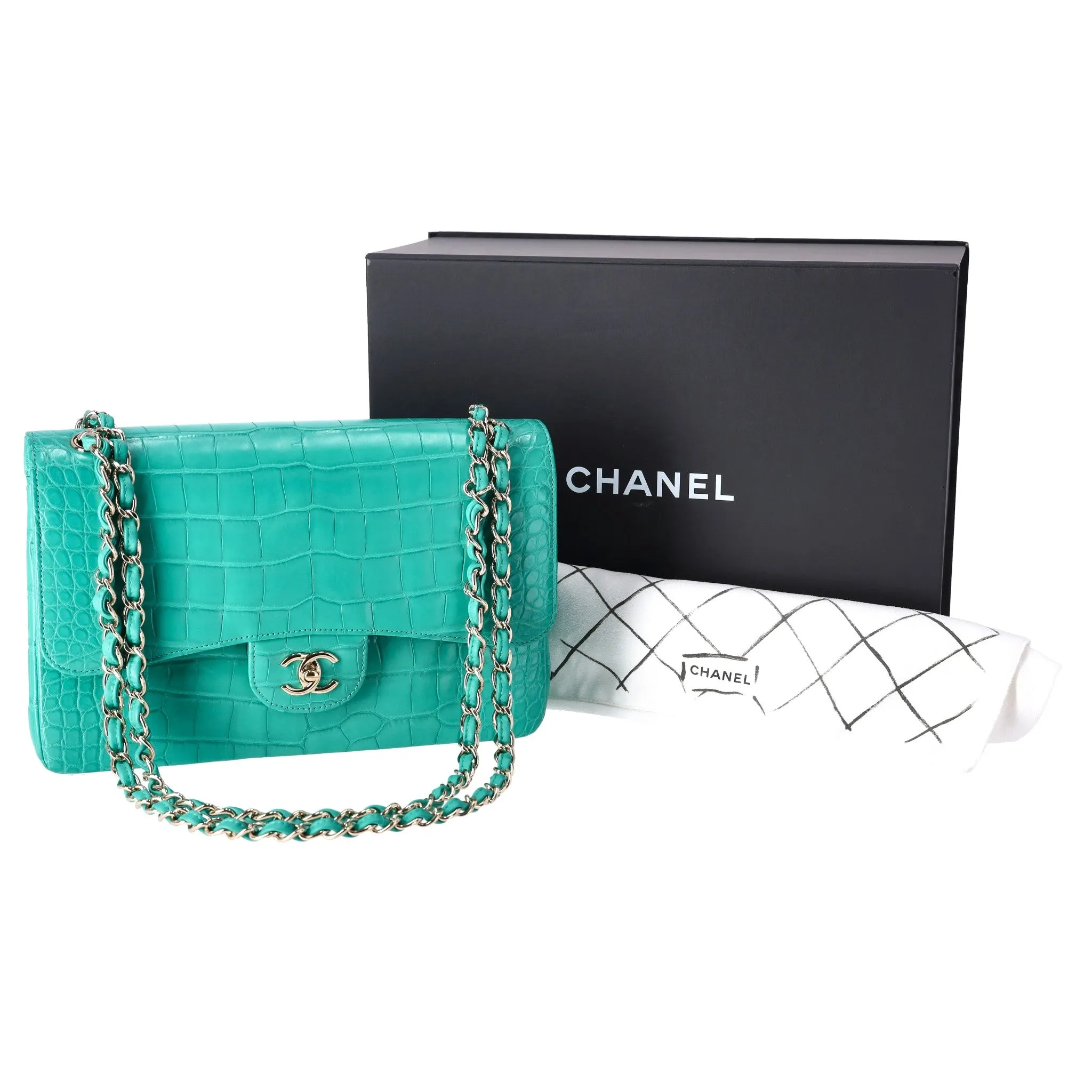 Chanel Matte Alligator Jumbo Double Flap Bag