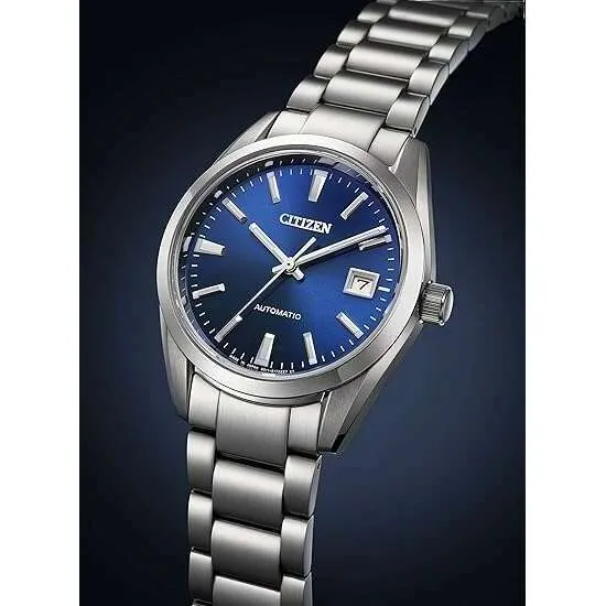 CITIZEN COLLECTION MECHANICAL AUTOMATIC SILVER STRAP BLUE DIAL MEN WATCH NB1050-59L