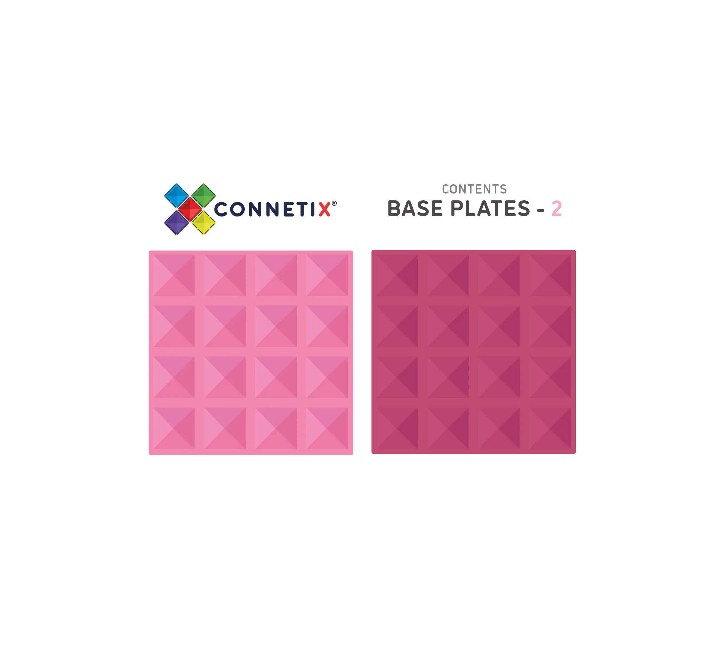 Connetix Tiles - 2 Piece Base Plate Pack - Pink & Berry