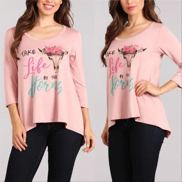 Country Causal Graphic Top Pink