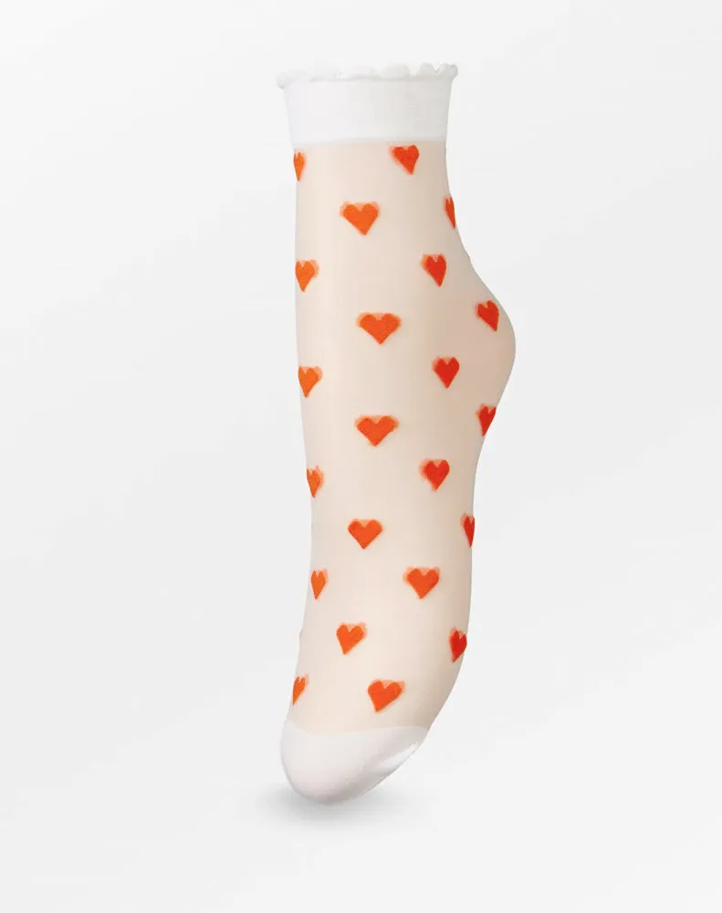 DAGMAR HEARTS SOCK - WHITE