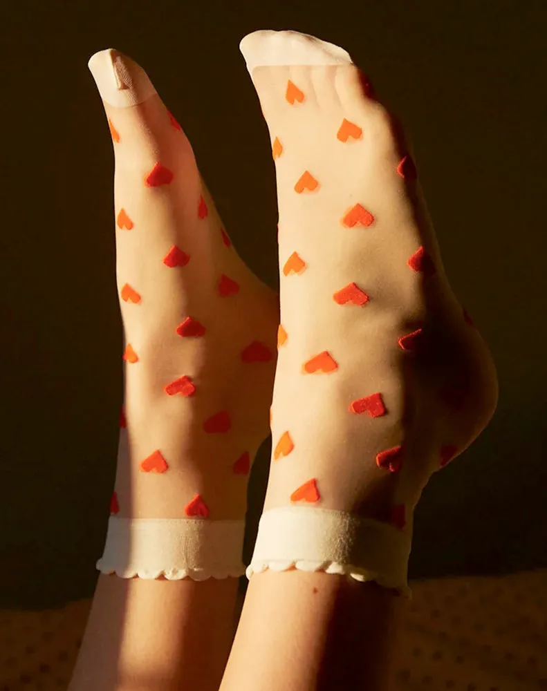 DAGMAR HEARTS SOCK - WHITE