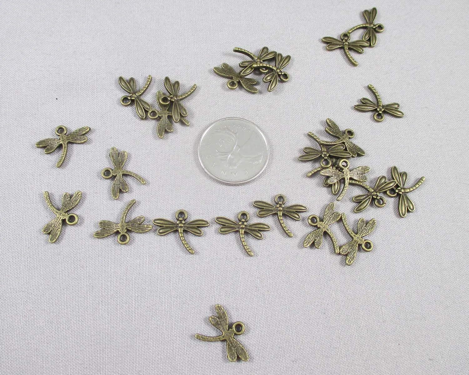 Dragonfly Charm Antique Bronze Tone 14pcs (1561)