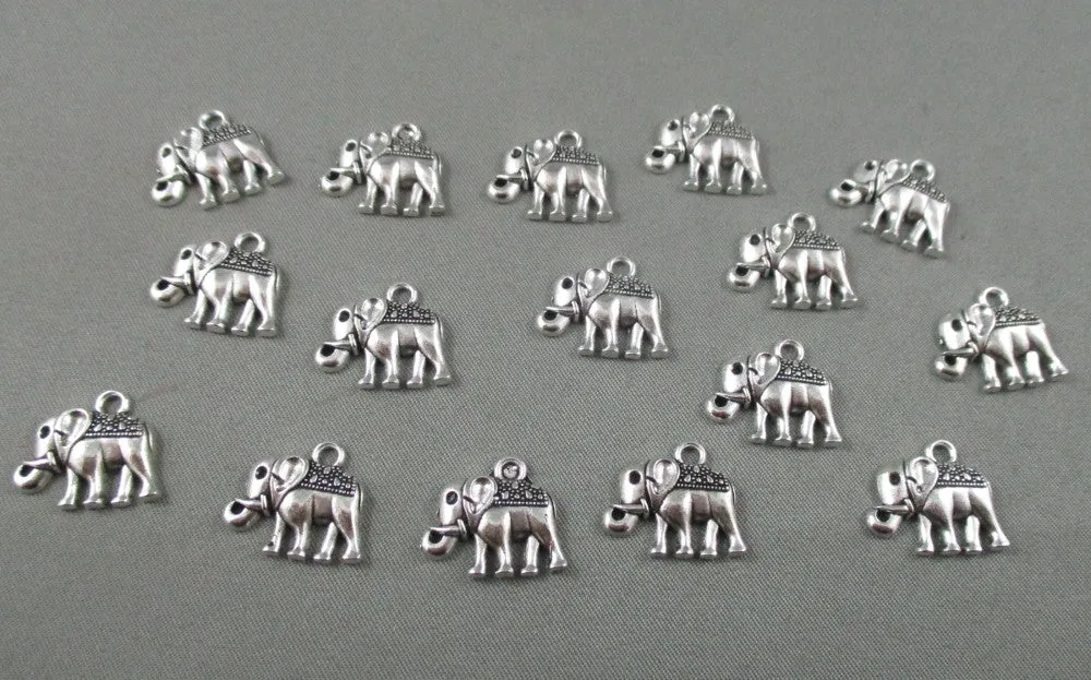 Elephant Charms Silver Tone 12pcs (1257)