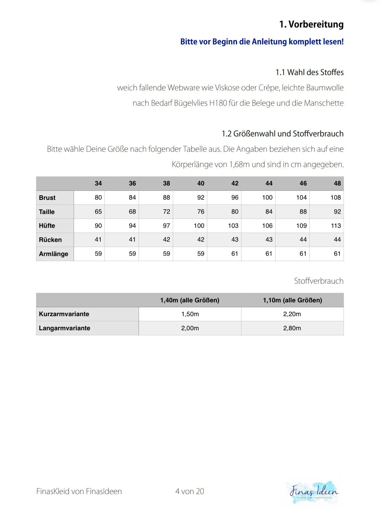 Finas Kleid- legeres Kleid mit wunderschönen Biesen (Papierschnittmuster)