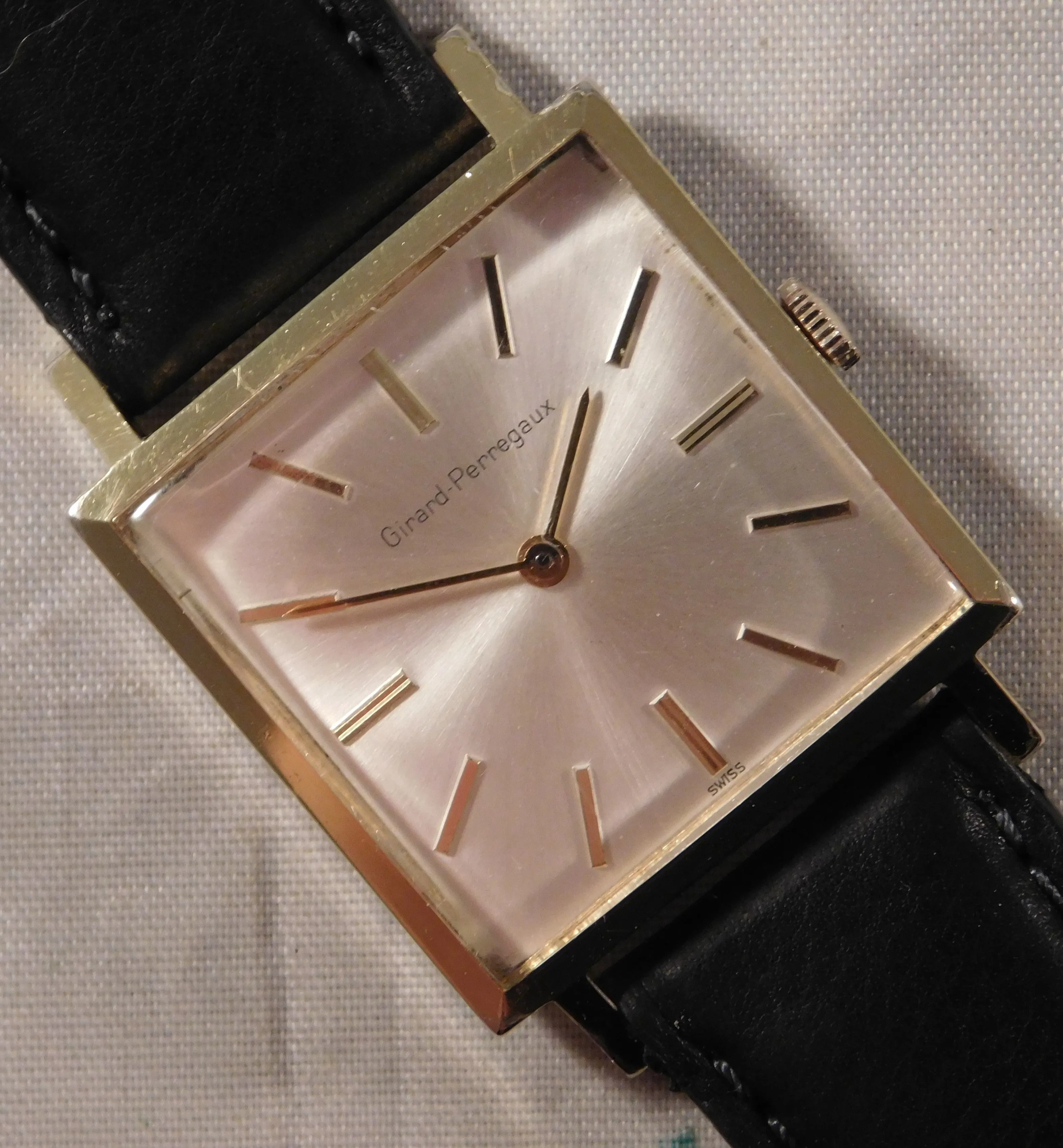 Girard Perregaux Classic Square SS Manual Wind Big Size 1960's Mens Watch....29mm