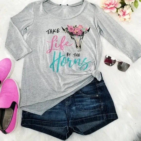 Gray Graphic Top