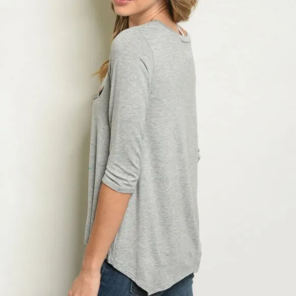 Gray Graphic Top