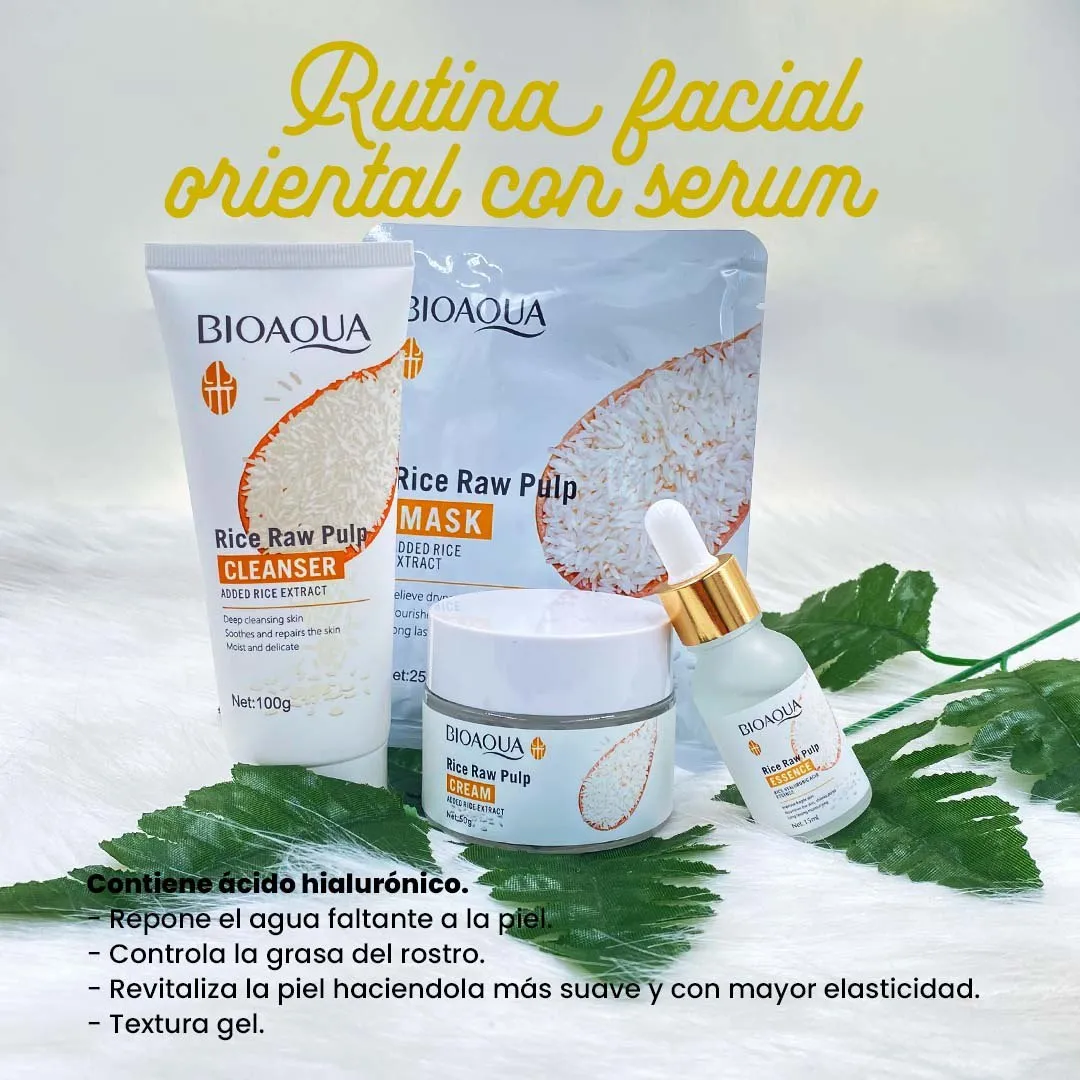 Kit x 5 Rutina Facial Oriental de Arroz | Tratamiento Facial Anti-Edad y Aclarante - BIOAQUA