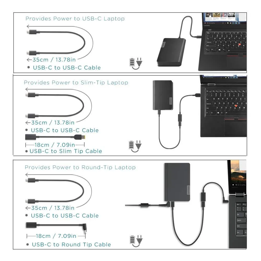 Lenovo USB-C Laptop Power Bank, 14K mAh, Portable Charging for ThinkPad, Yoga, Ideapad, iPad, Tablet, Smartphone, Fast Charging, 3 Charge-In Ports & Out Ports for Different Adapters, G0A3140CWW, Black