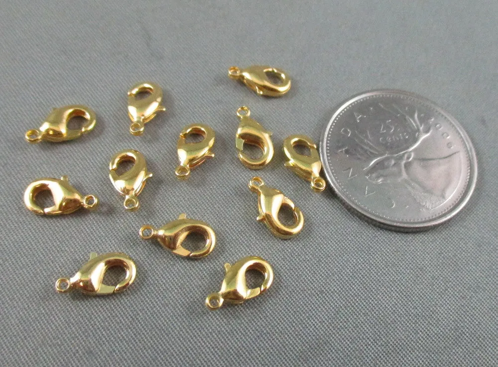 Lobster Clasp Gold Tone 6x10mm 10pcs (1128)