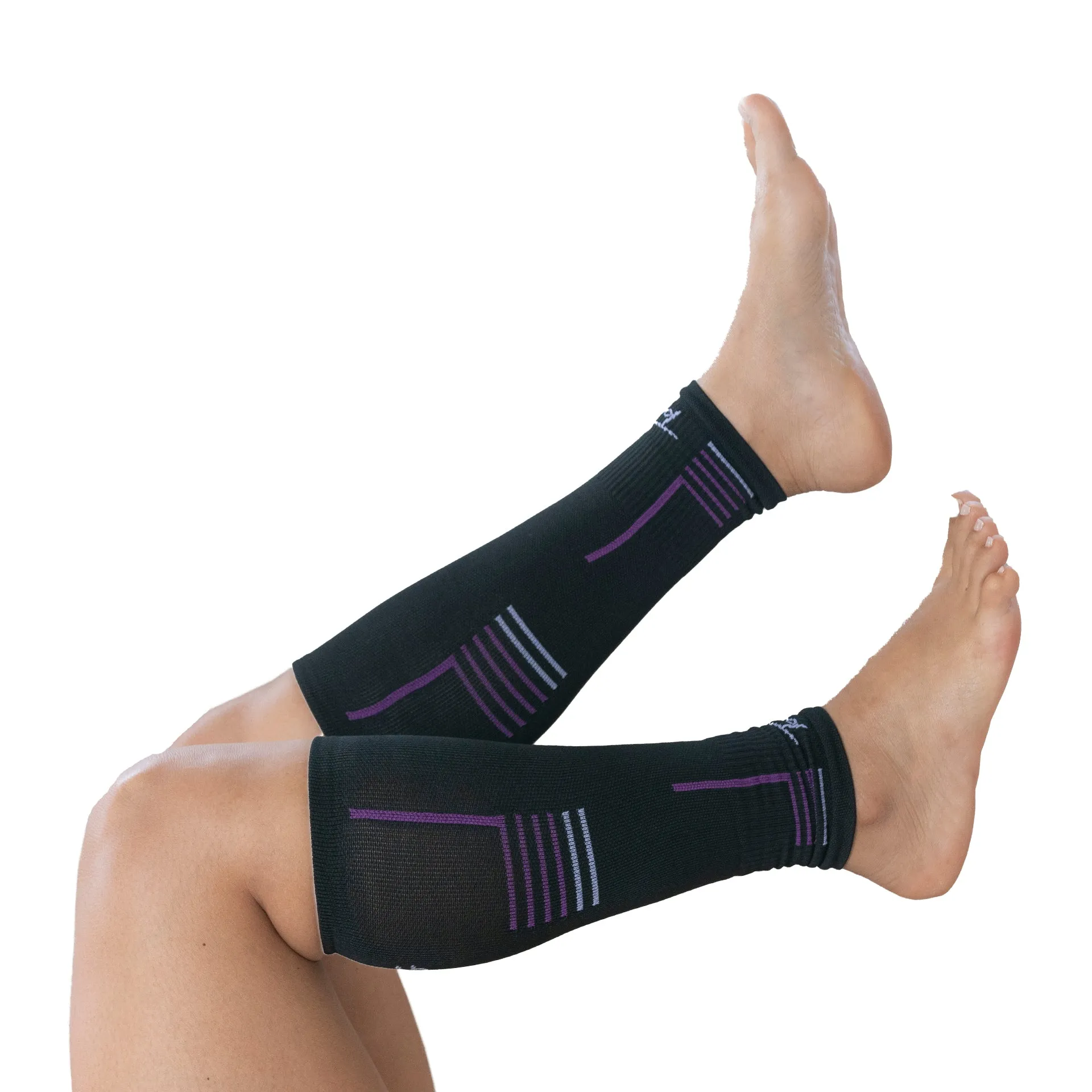 Media Ciclismo con Compresion Pantorrillera 3D Negro Morado Lila