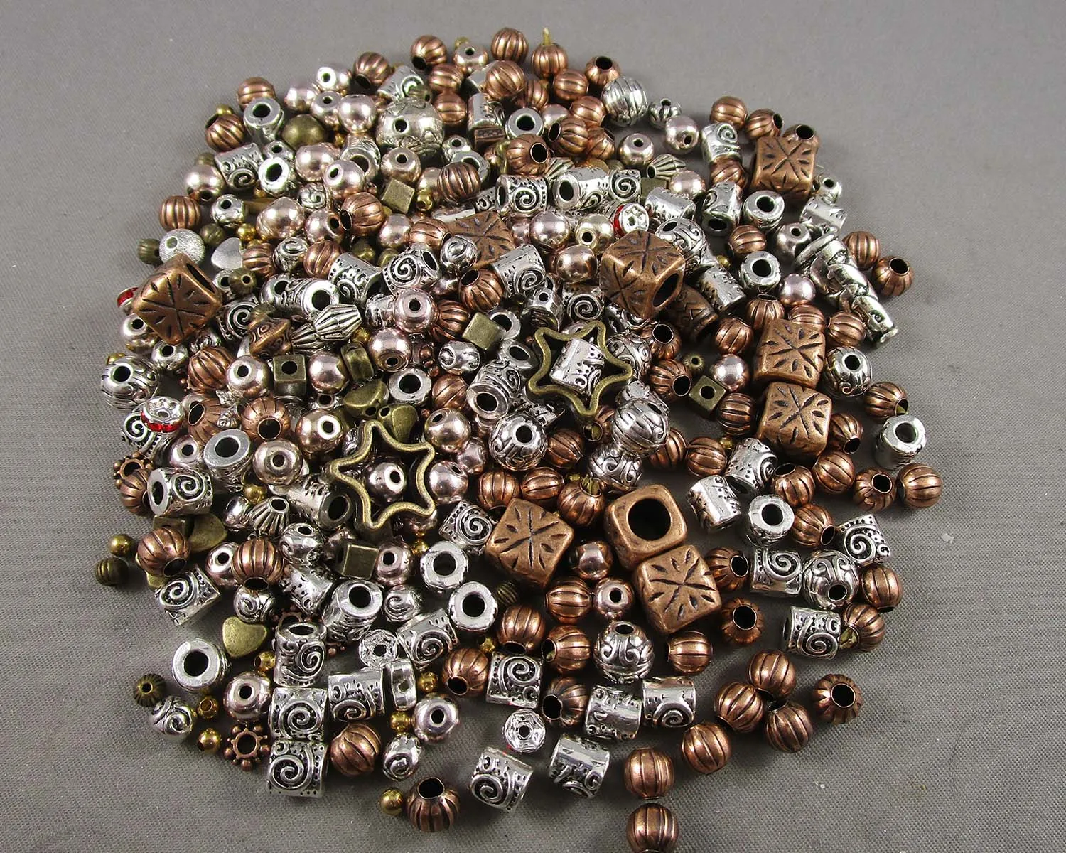 Mixed Metal Spacer Beads 50 grams (C061**)