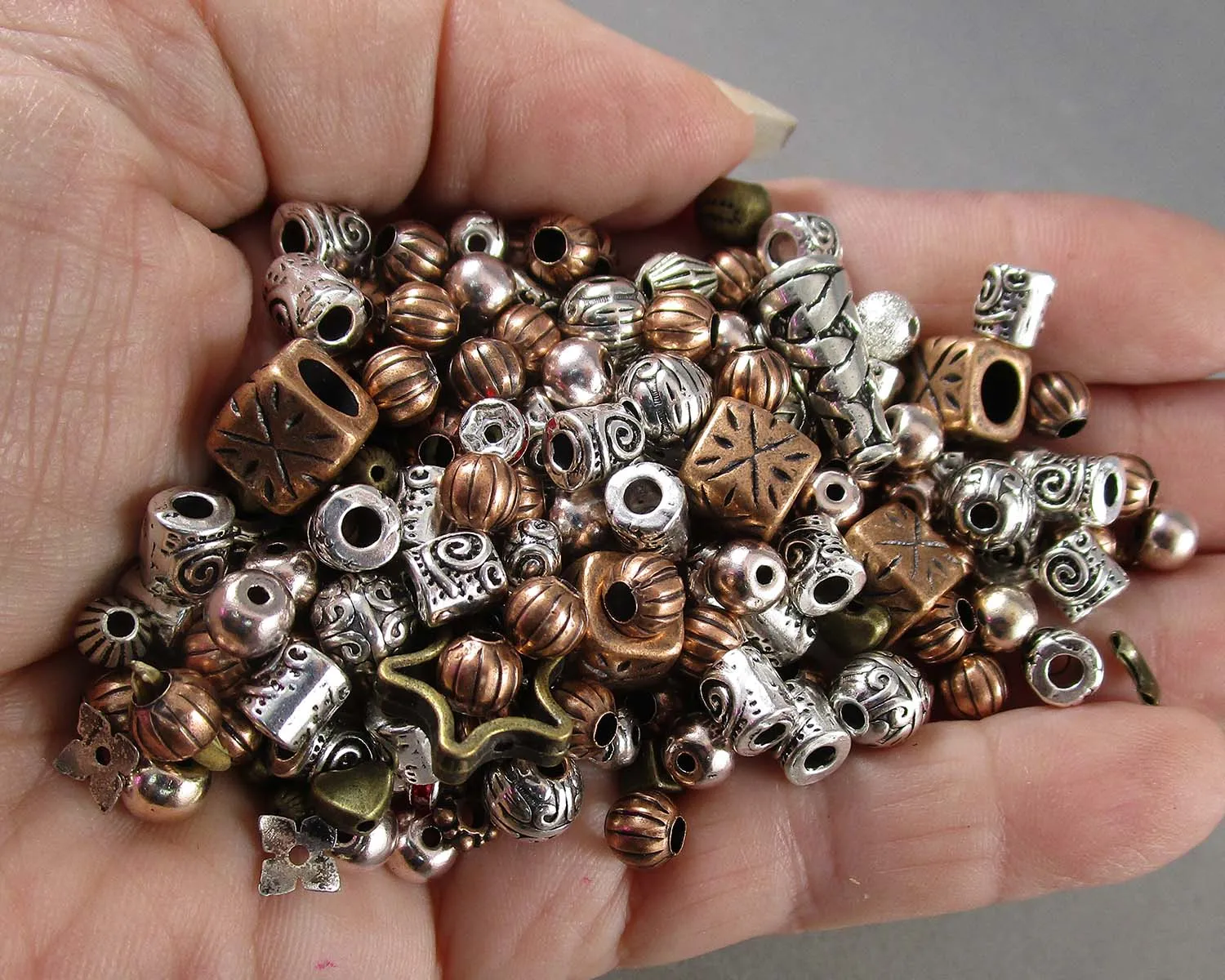 Mixed Metal Spacer Beads 50 grams (C061**)